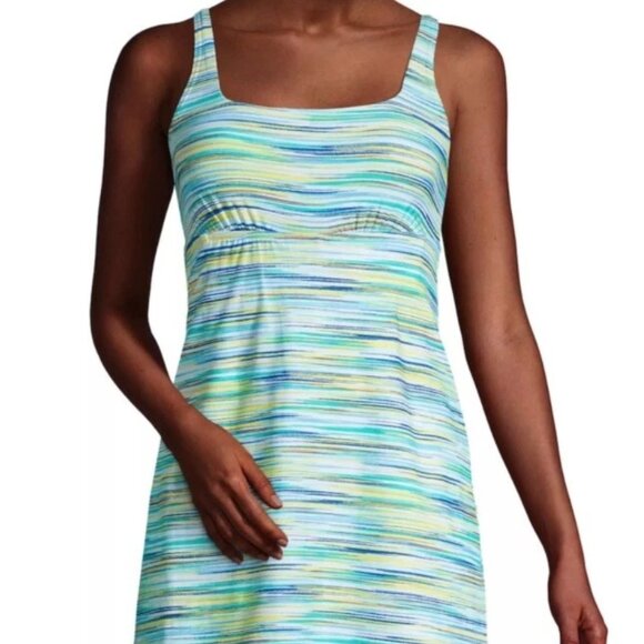 Lands' End Dresses & Skirts - Lands End Women’s Tummy Control One Piece Swim dress Aqua Space Dye Size 8